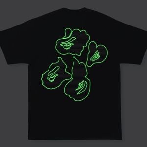Bape Ape Head Text Code Glow in the Dark Tee Shirt Black Camo Medium